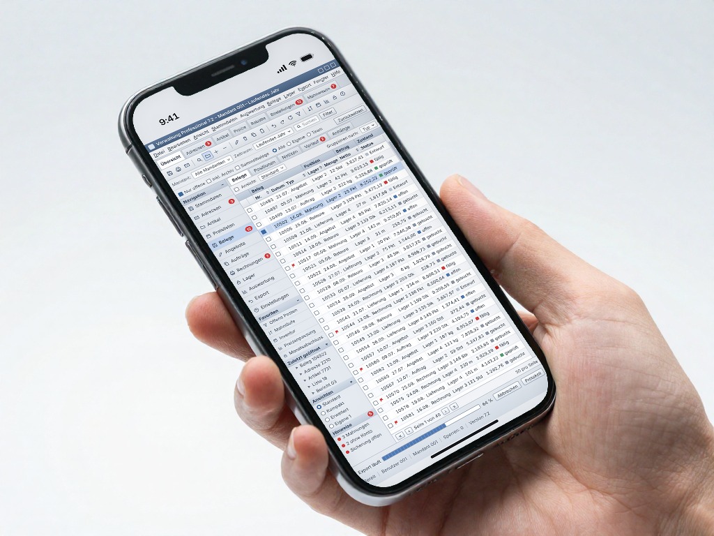 Hand hält ein Smartphone mit überladener Standardsoftware