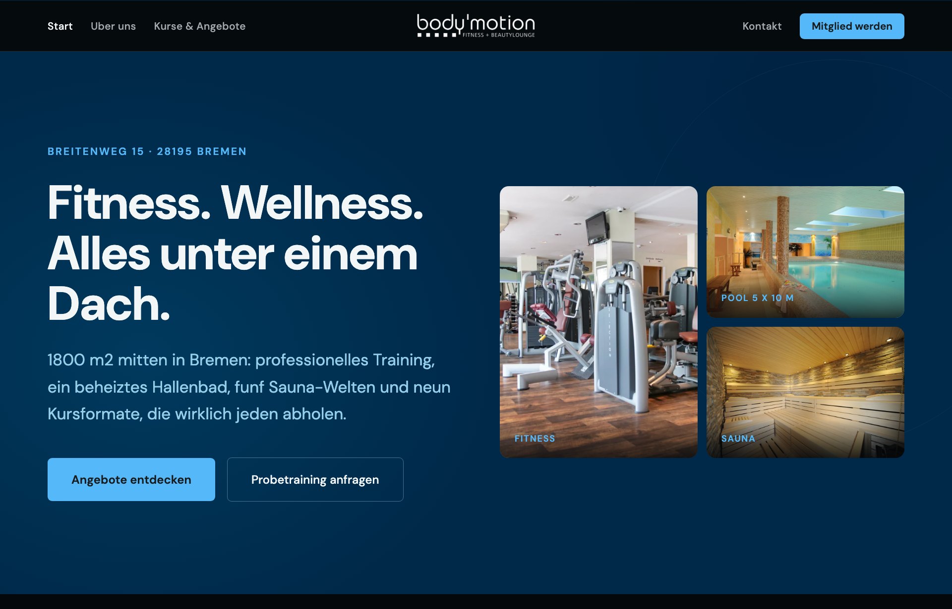 Website-Redesign body motion · Bremen
