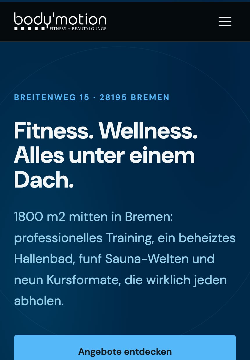 Website-Redesign body motion · Bremen